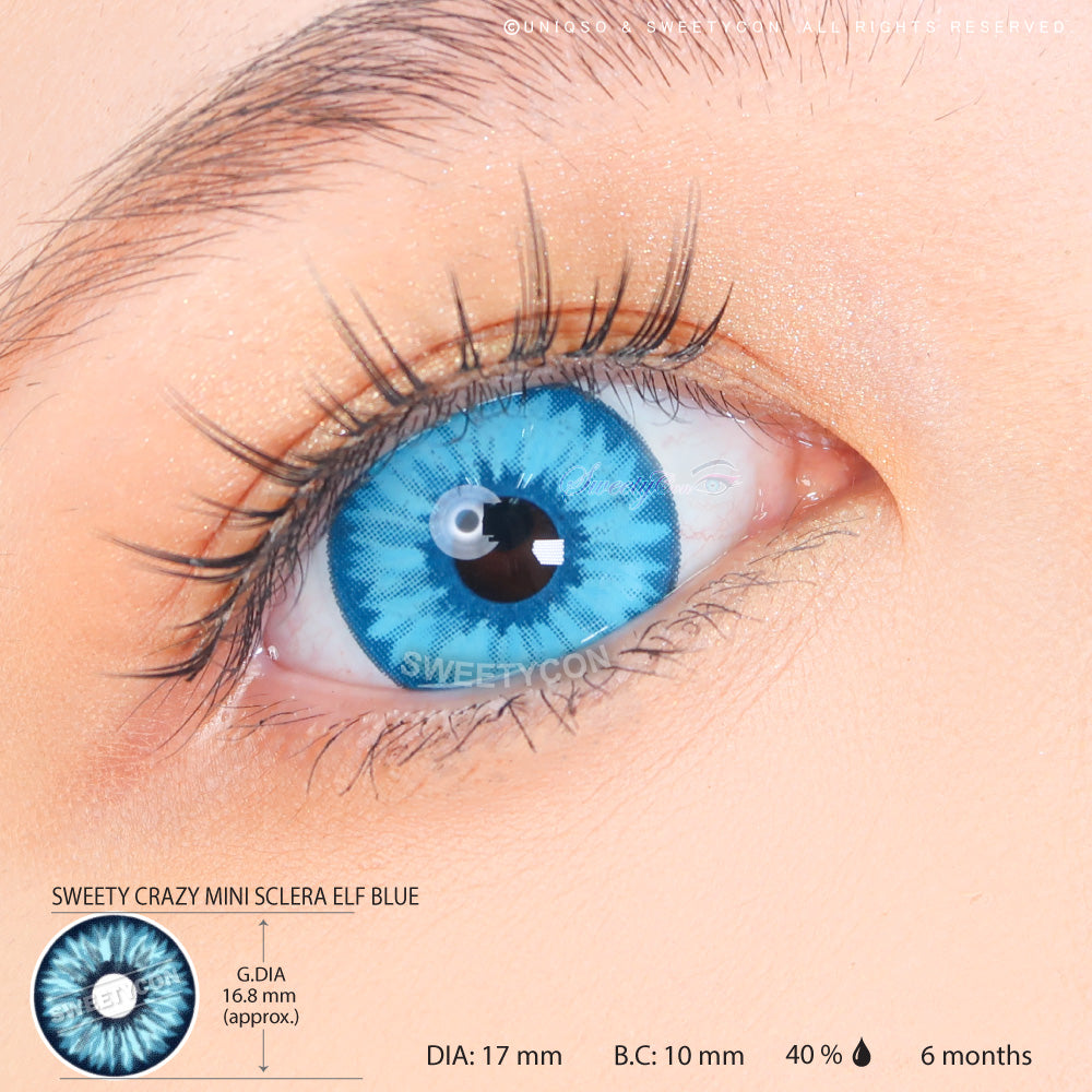 Sweety Mini Sclera Elf Blue (1 lens/pack)-Mini Sclera Contacts-UNIQSO
