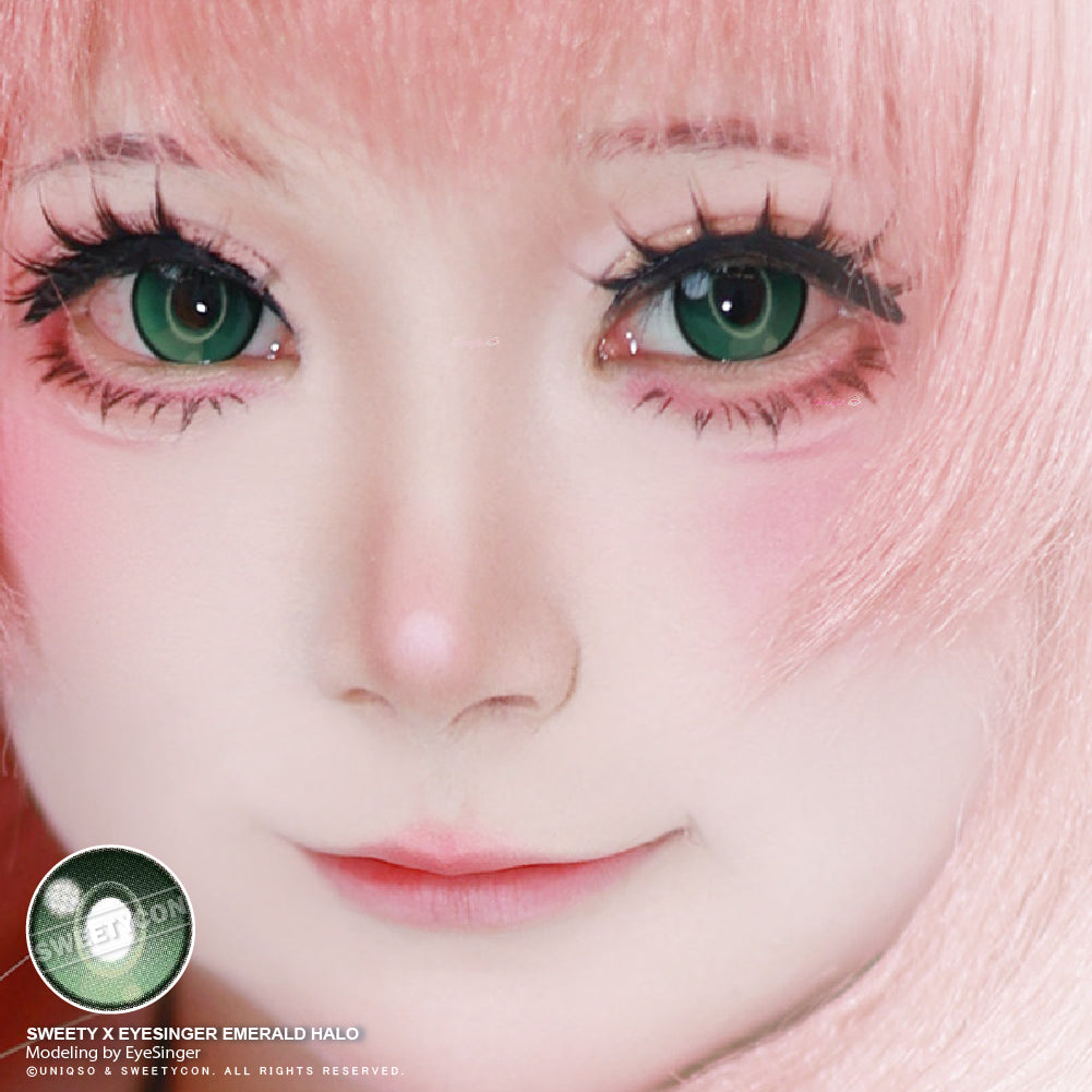 Sweety x Eyesinger Emerald Halo (2 lenses/pack)-Colored Contacts-UNIQSO Canada