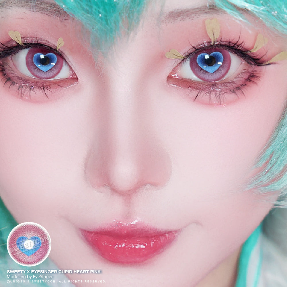 Sweety x Eyesinger Cupid Heart Pink (2 lenses/pack)-Colored Contacts-UNIQSO Canada