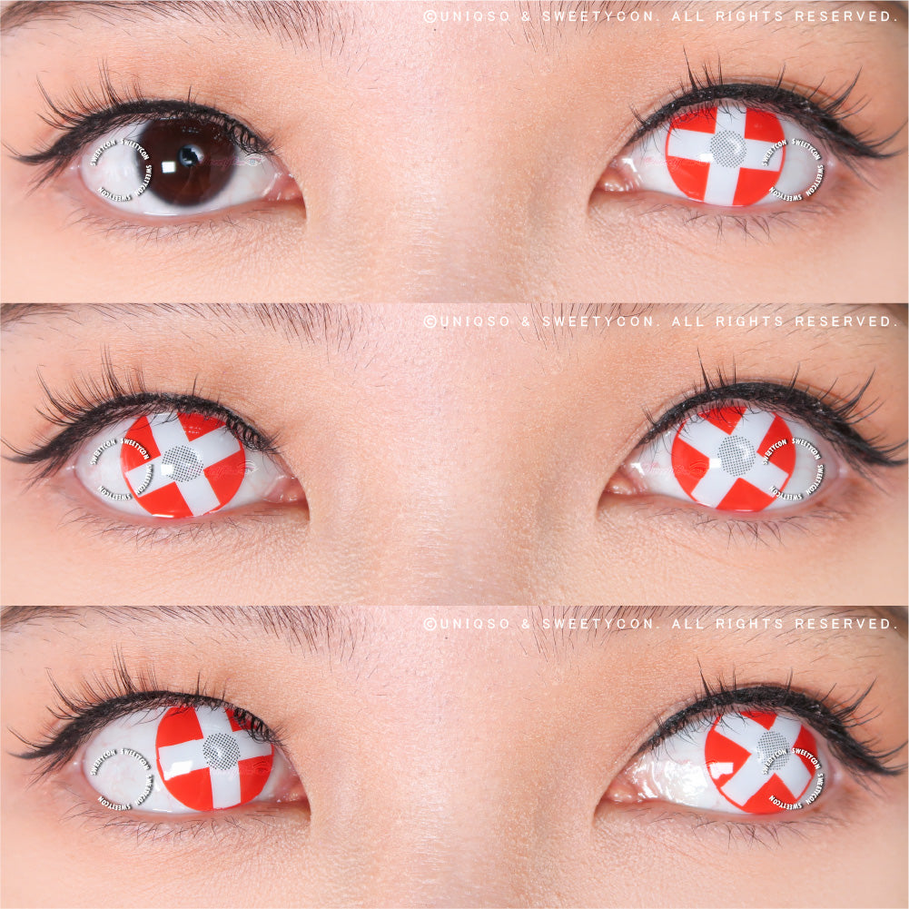 Sweety Crazy White Cross Red Eye (1 lens/pack)-Crazy Contacts-UNIQSO