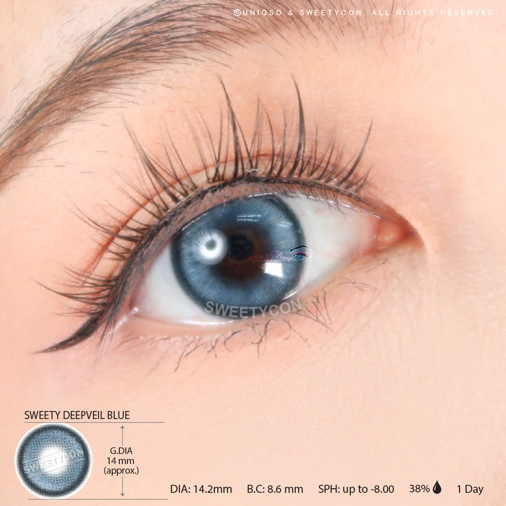 1 Day Sweety Deepveil Blue (2 or 10 lenses/pack)-Colored Contacts-UNIQSO