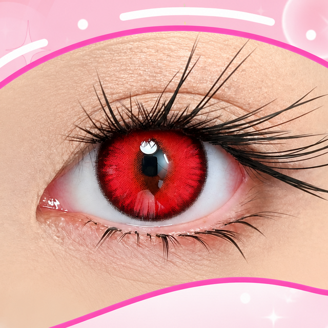 LumiDukki Feline Gleam Red (2 lenses/pack)-Colored Contacts-UNIQSO