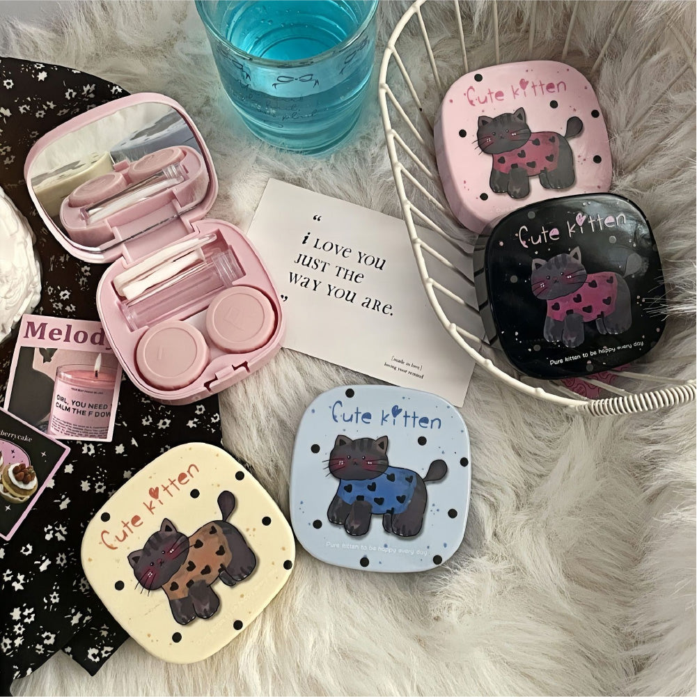 Lens Case Travel Kit - Happy Cute Kitten-Lens Case-UNIQSO Canada