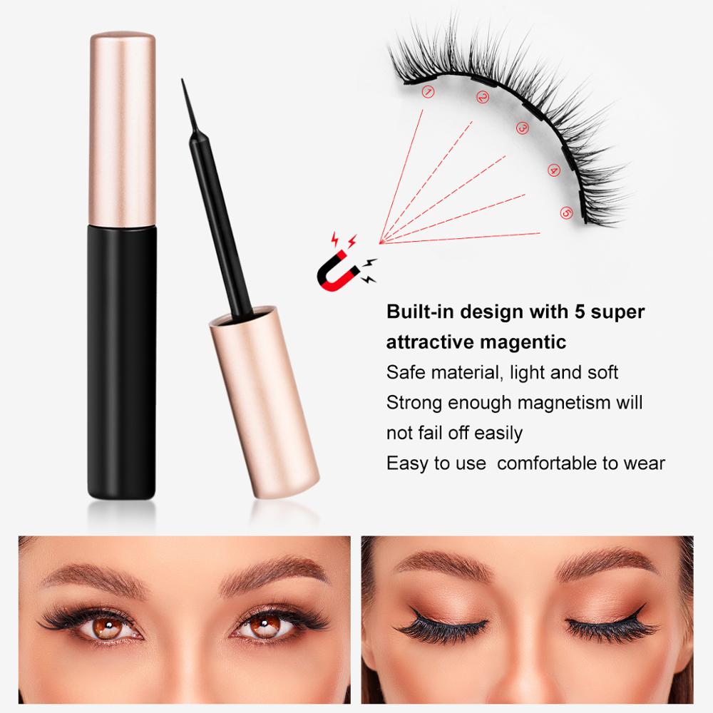Natural Long Faux Mink Magnetic Eyelashes With Eyeliner-Magnetic Eyelash-UNIQSO Canada