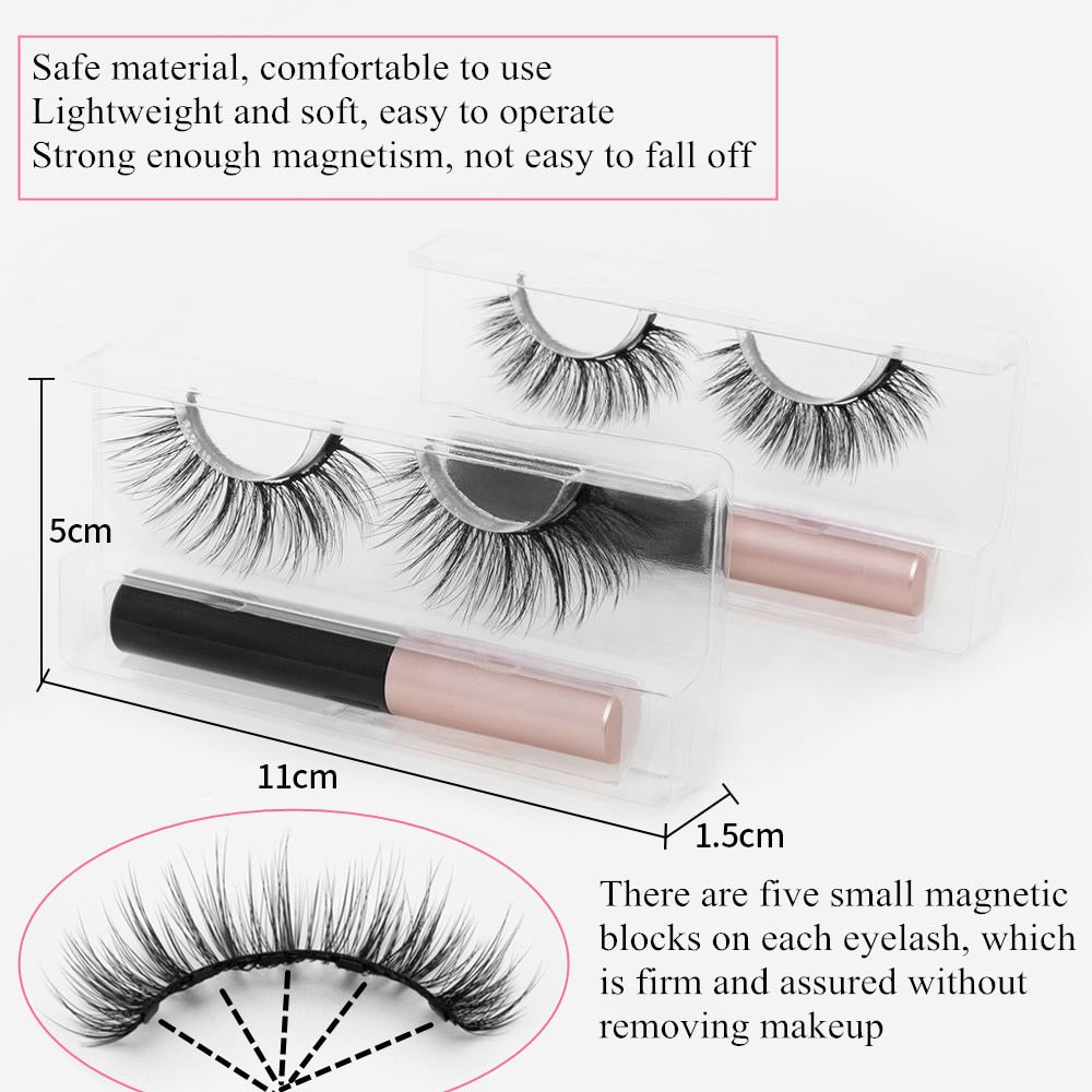 Natural Long Faux Mink Magnetic Eyelashes With Eyeliner-Magnetic Eyelash-UNIQSO Canada