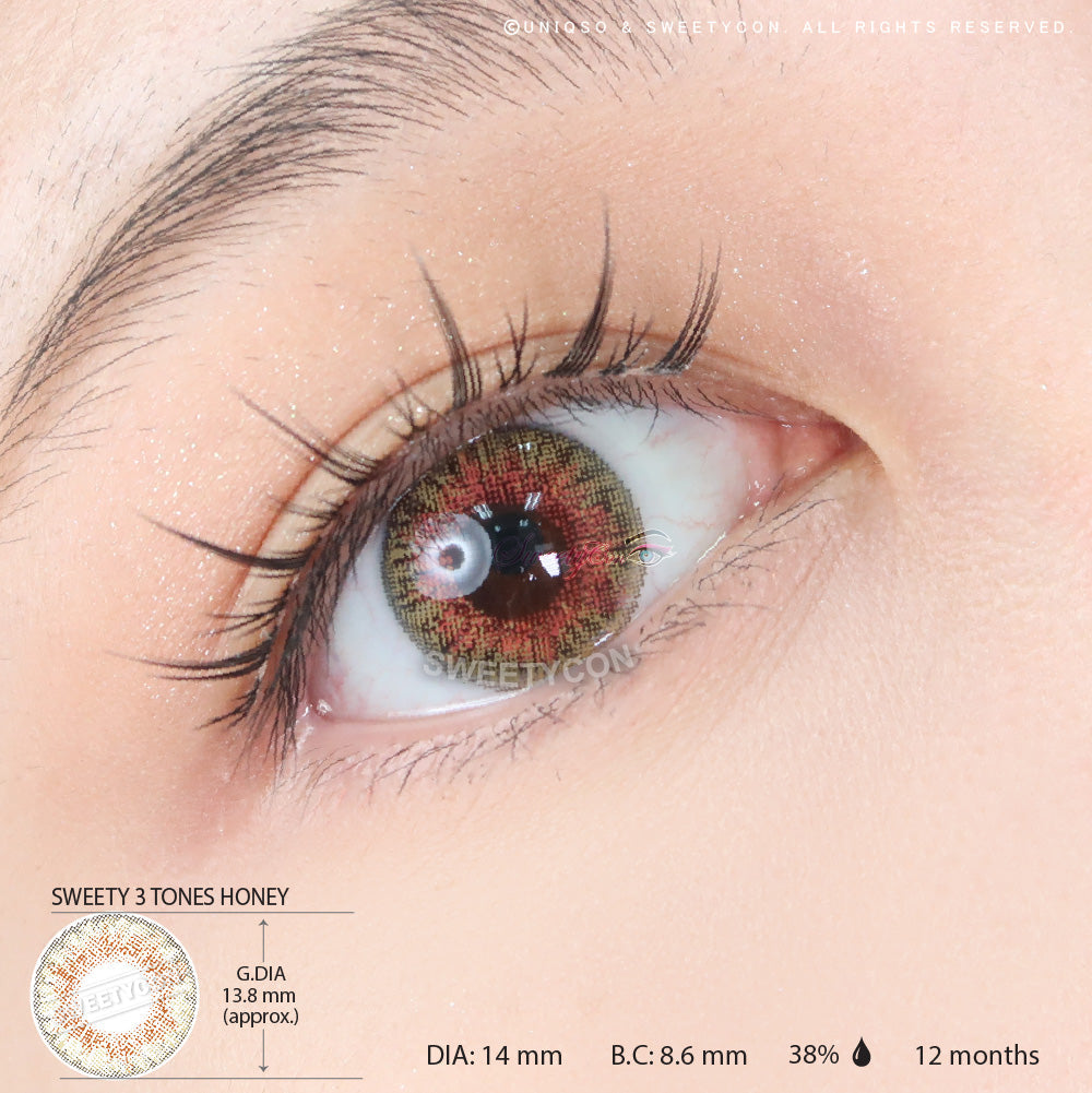 Sweety 3 Tones Honey (1 lens/pack)-Colored Contacts-UNIQSO Canada