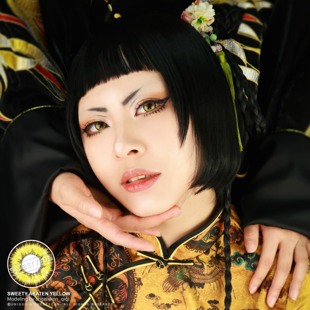 Sweety Akaten Yellow (1 lens/pack)-Colored Contacts-UNIQSO Canada