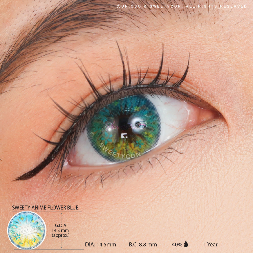 Sweety Anime Flower Blue (1 lens/pack)-Colored Contacts-UNIQSO Canada