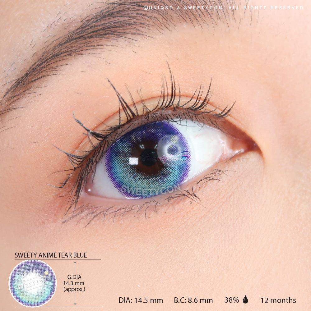 Sweety Anime Tear Blue (1 lens/pack)-Colored Contacts-UNIQSO Canada