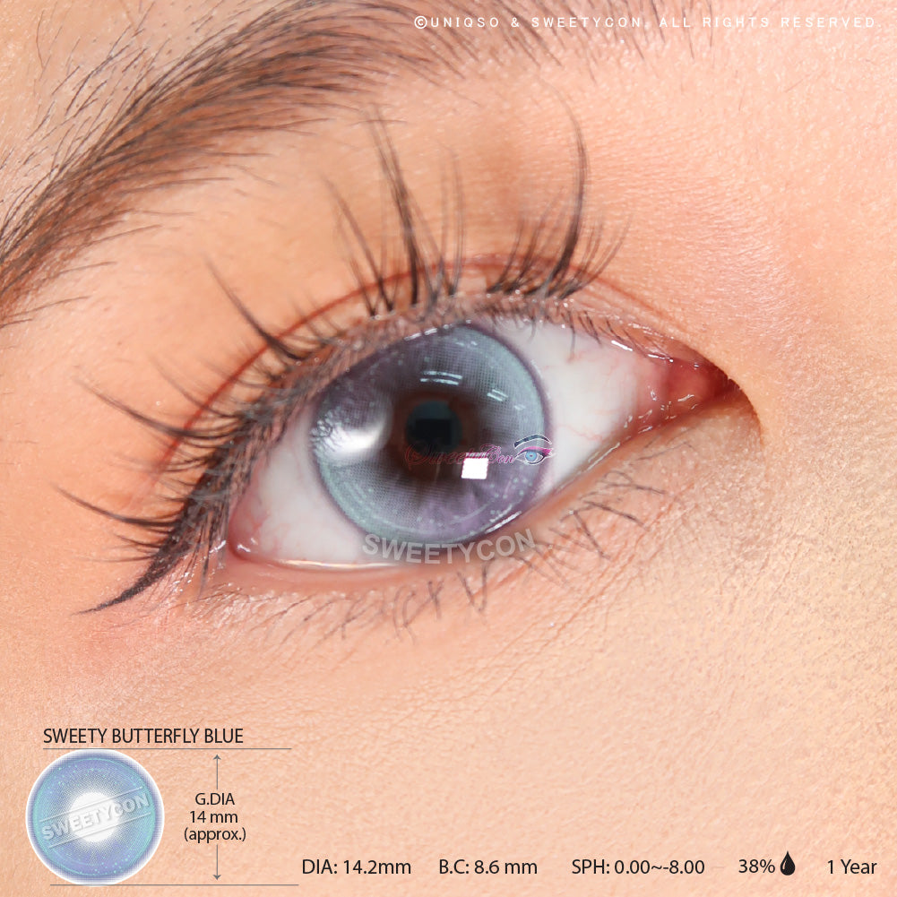Sweety Butterfly Blue (1 lens/pack)-Colored Contacts-UNIQSO Canada