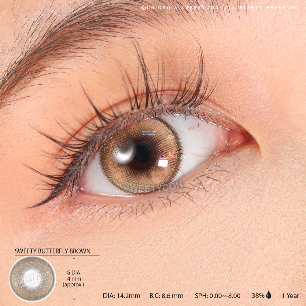 Sweety Butterfly Brown (1 lens/pack)-Colored Contacts-UNIQSO Canada