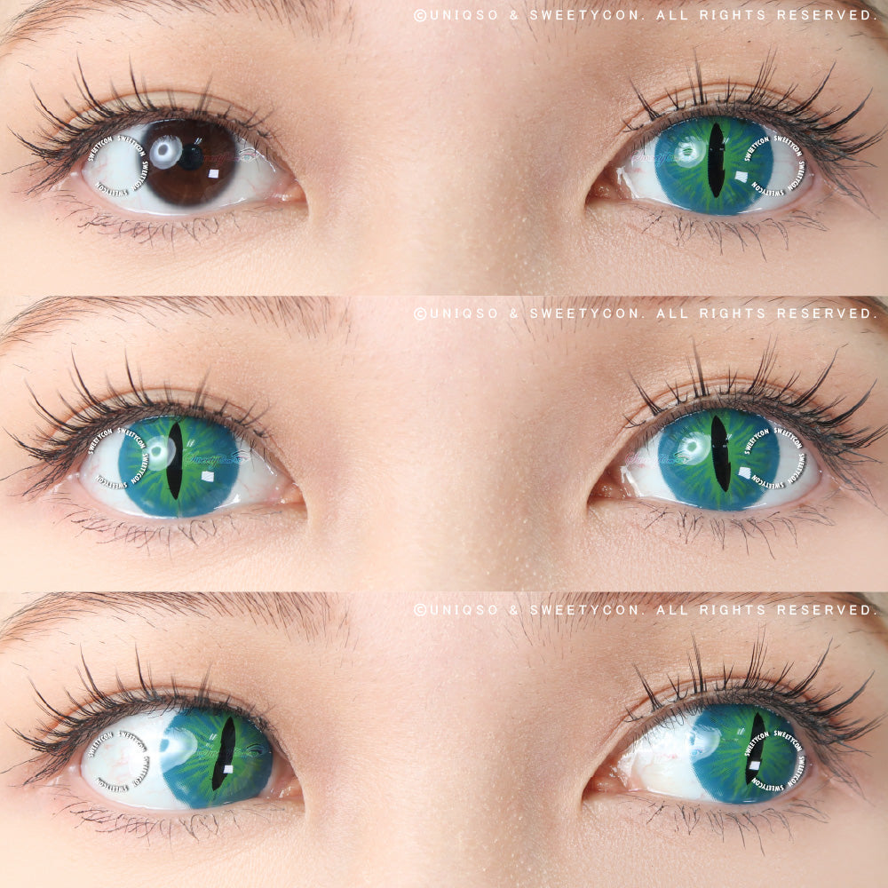 Sweety Crazy Dark Green Demon Eye / Cat Eye (New) (1 lens/pack)-Crazy Contacts-UNIQSO Canada