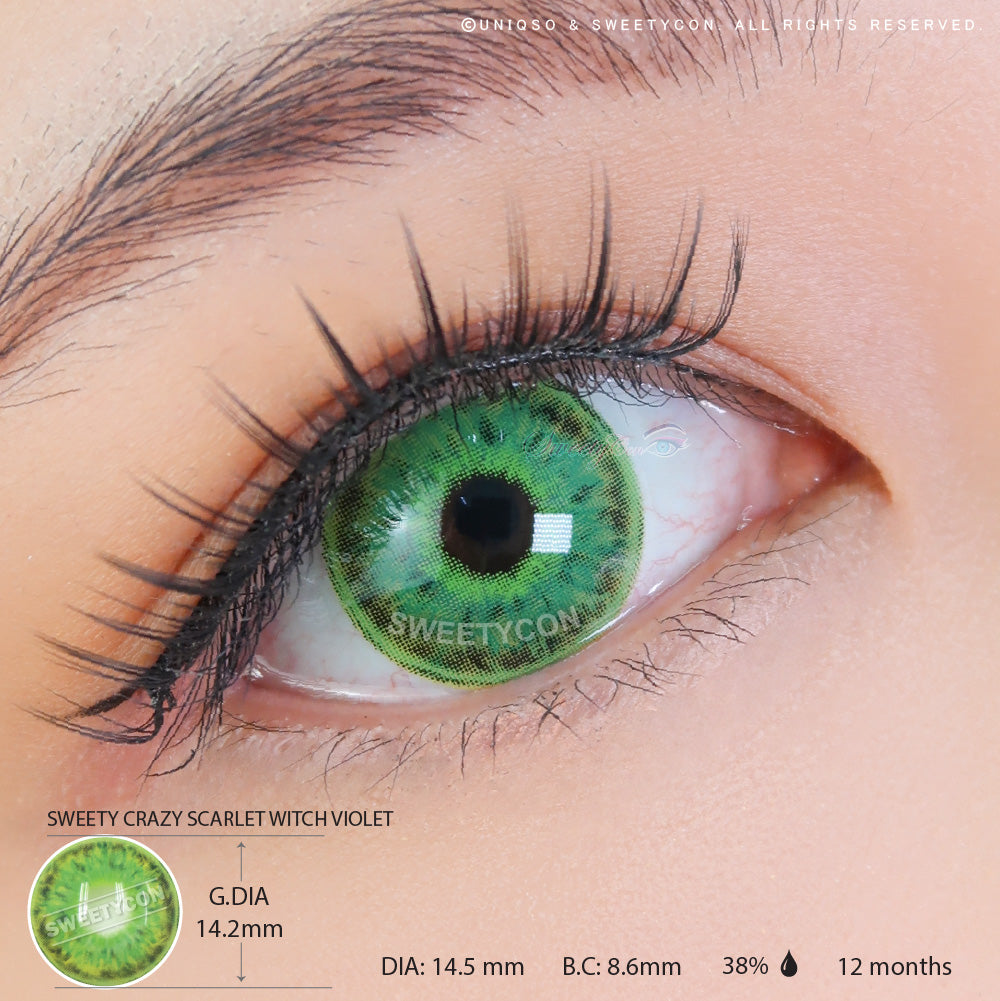 Sweety Crazy Scarlet Witch Green (1 lens/pack)-Crazy Contacts-UNIQSO Canada