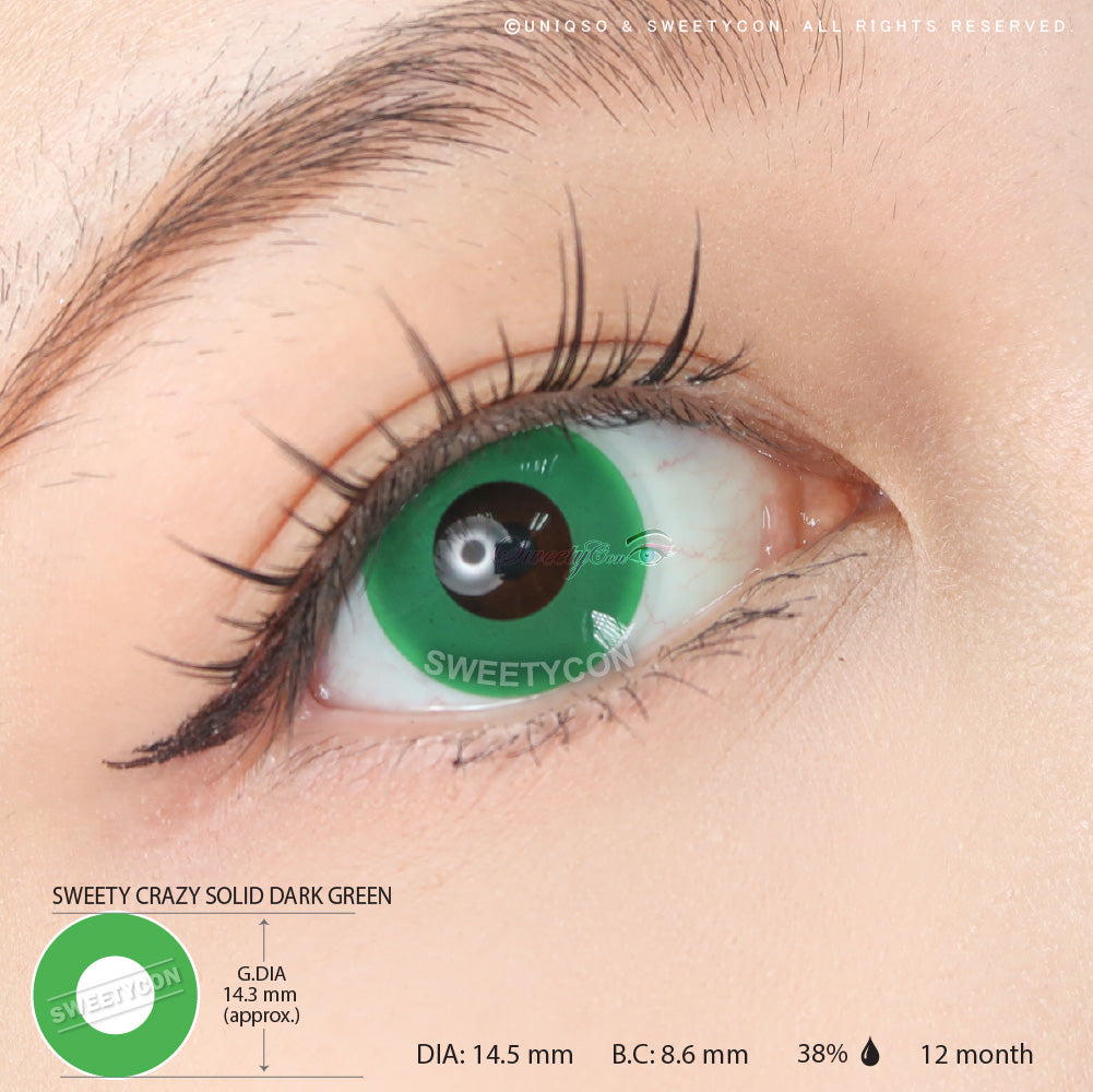 Sweety Crazy Solid Dark Green (1 lens/pack)-Crazy Contacts-UNIQSO Canada