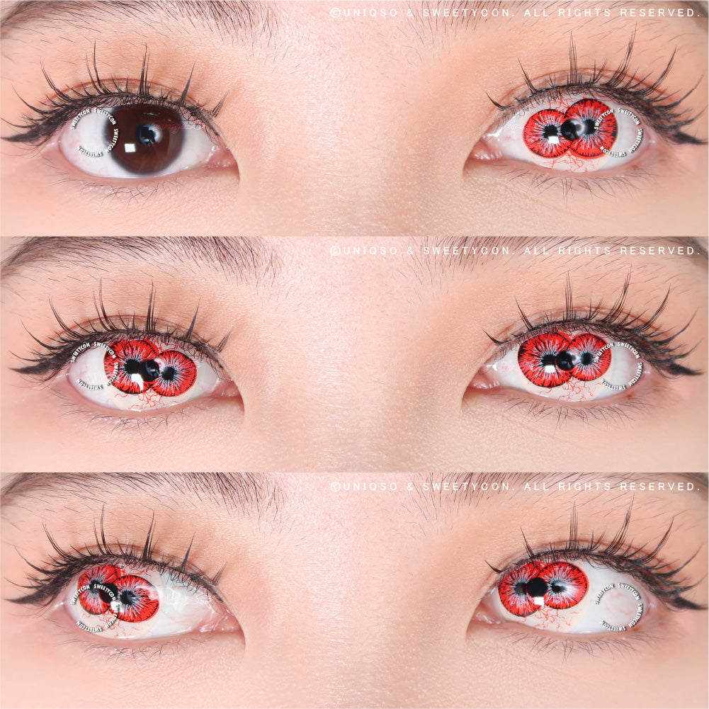 Sweety Crazy Twin Hex Red (1 lens/pack)-Crazy Contacts-UNIQSO Canada