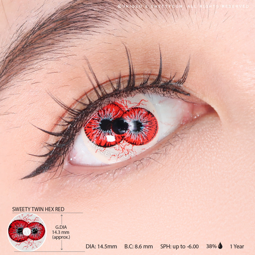 Sweety Crazy Twin Hex Red (1 lens/pack)-Crazy Contacts-UNIQSO Canada