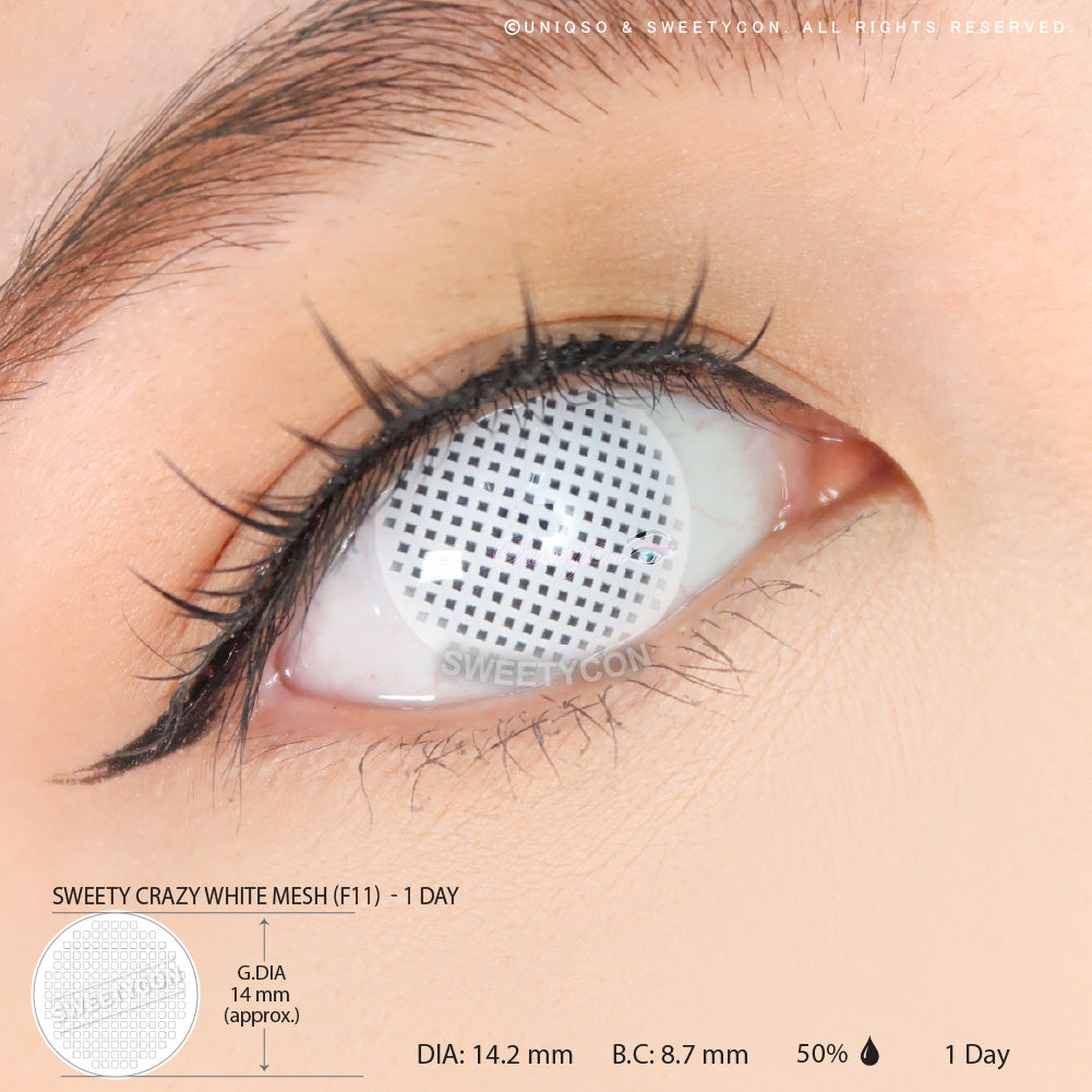 Sweety Crazy White Mesh - 1 Day Disposable (1 lens/pack)-Crazy Contacts-UNIQSO Canada