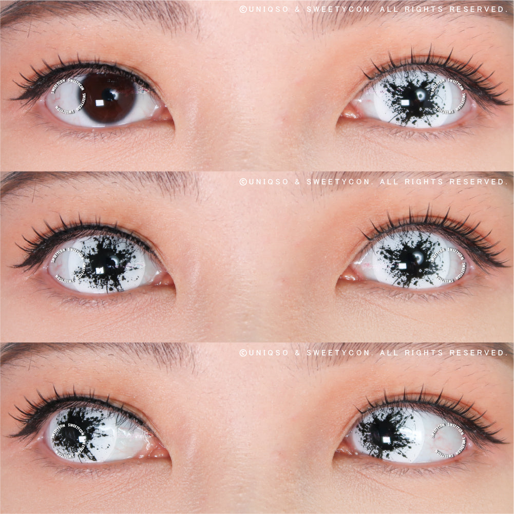 Sweety Mini Sclera Black Splash (1 lens/pack)-Mini Sclera Contacts-UNIQSO Canada