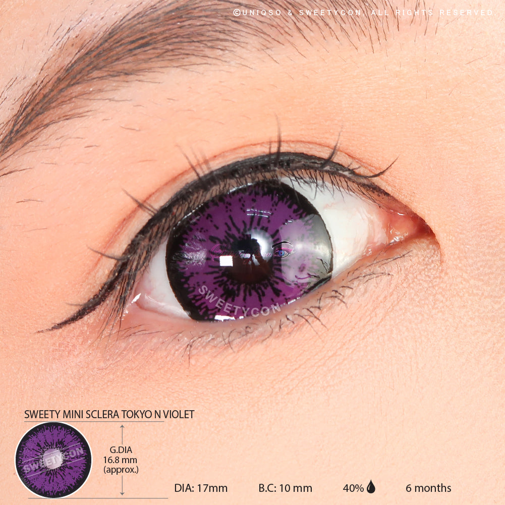 Sweety Mini Sclera Tokyo N Violet(1 lens/pack)-Mini Sclera Contacts-UNIQSO Canada