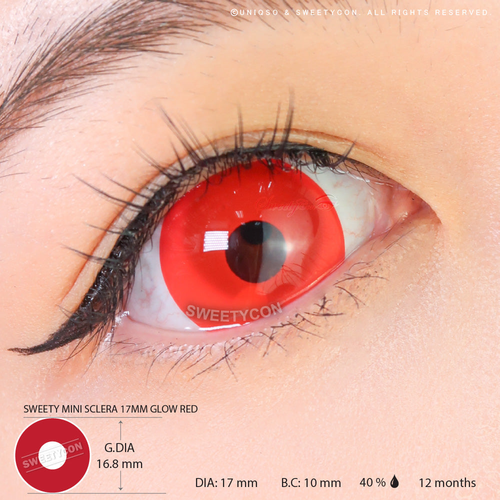 Sweety Mini Sclera UV Glow Red (1 lens/pack)-Mini Sclera Contacts-UNIQSO Canada