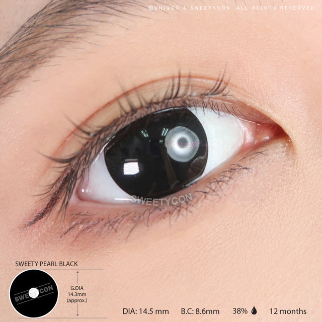 Sweety Pearl Black (Reduced Pupil) (1 lens/pack)-Colored Contacts-UNIQSO Canada