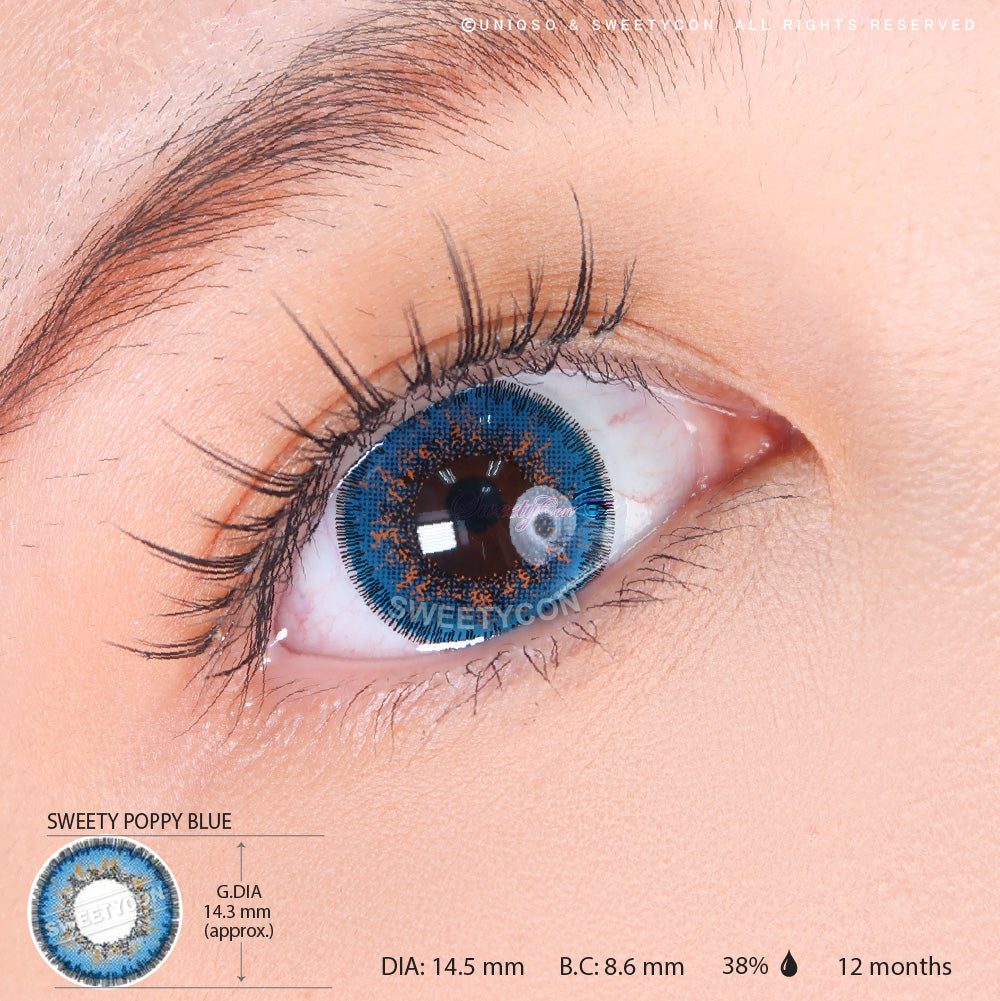 Sweety Poppy Blue (1 lens/pack)-Colored Contacts-UNIQSO Canada