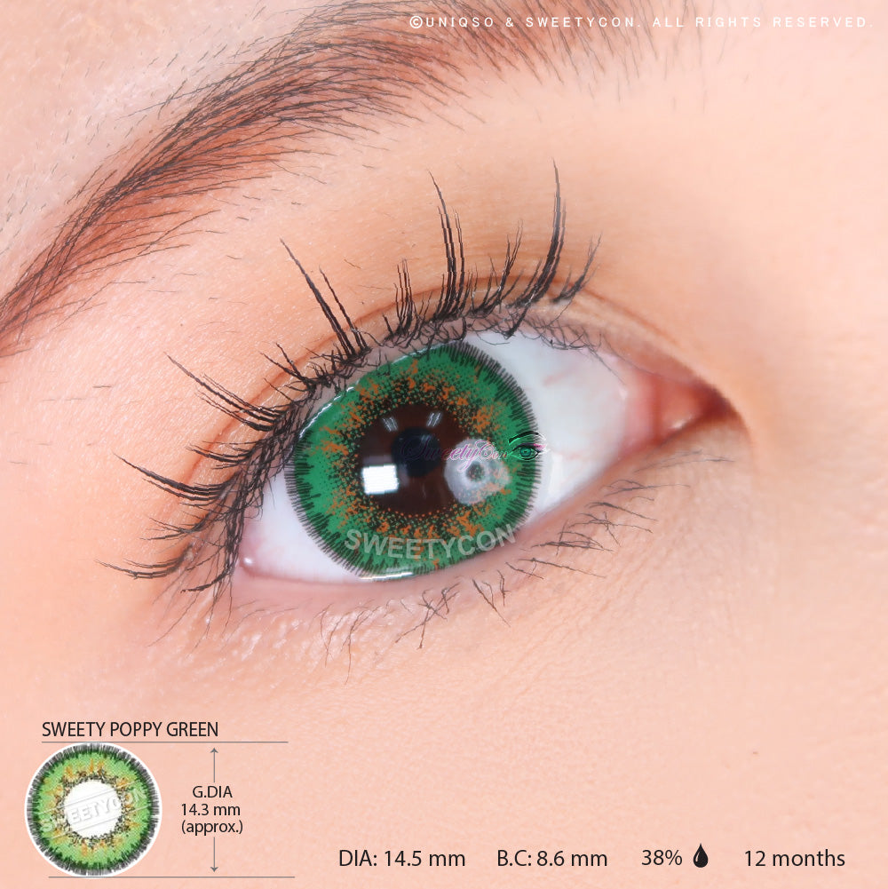 Sweety Poppy Green (1 lens/pack)-Colored Contacts-UNIQSO Canada