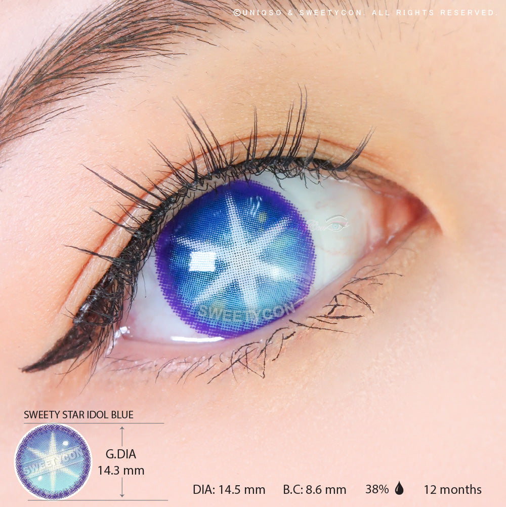 Sweety Star Idol Blue (1 lens/pack)-Colored Contacts-UNIQSO Canada