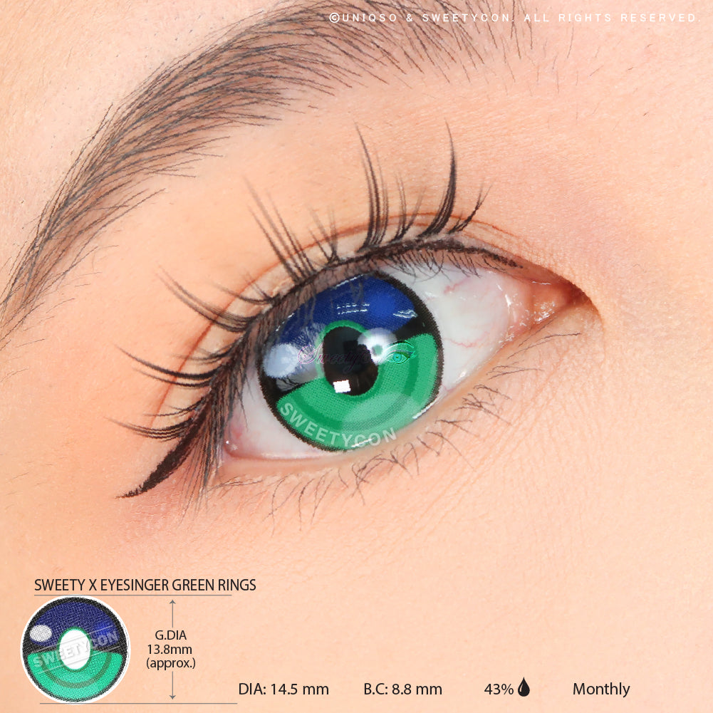 Sweety x Eyesinger Green Rings (2 lenses/pack)-Colored Contacts-UNIQSO Canada