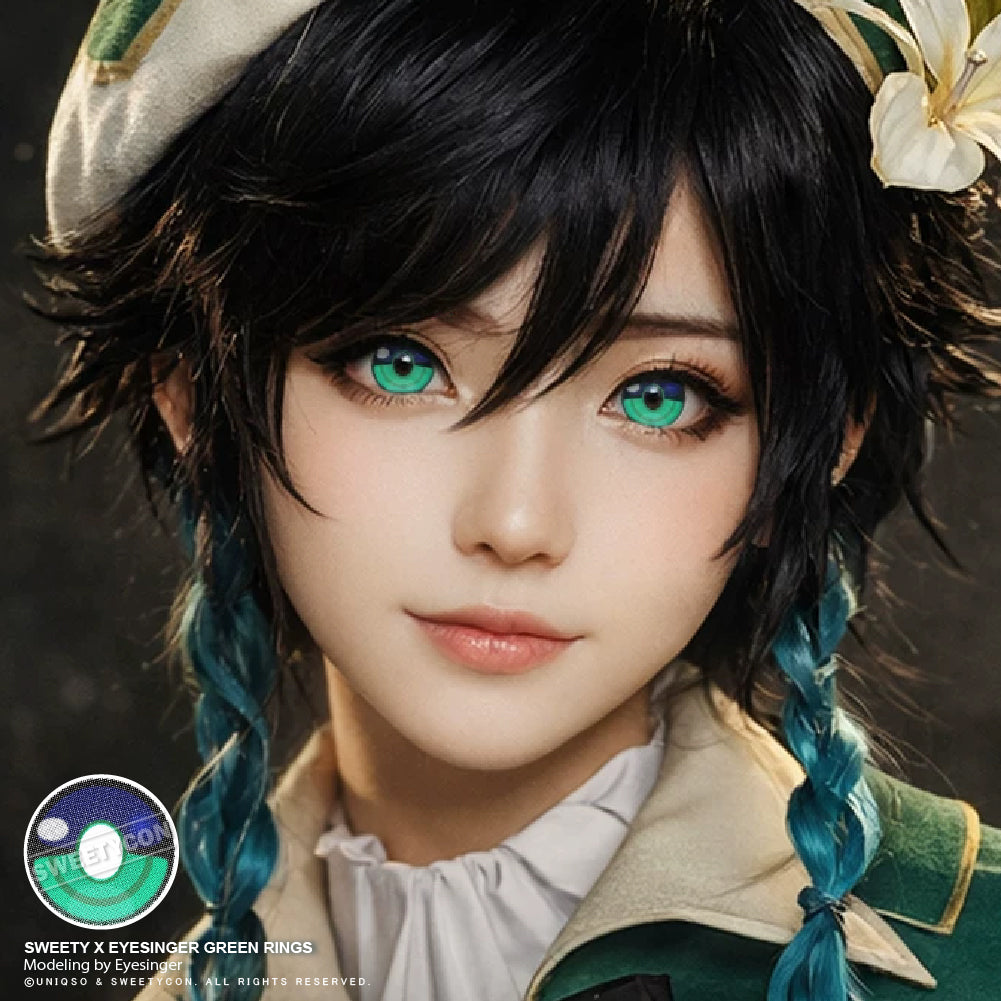 Sweety x Eyesinger Green Rings (2 lenses/pack)-Colored Contacts-UNIQSO Canada