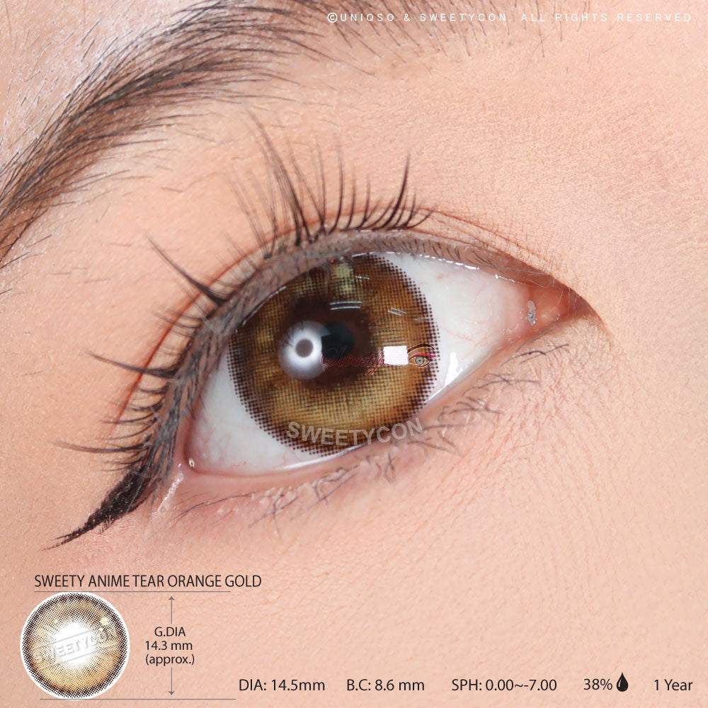 Sweety Anime Tear Orange Gold (1 lens/pack)-Colored Contacts-UNIQSO