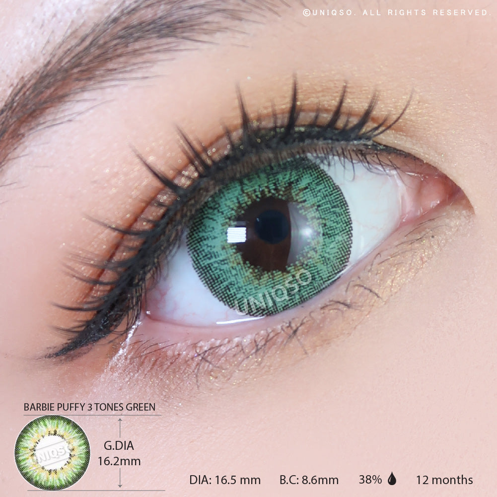 Western Eyes Puffy 3 Tones Green (1 lens/pack)-Colored Contacts-UNIQSO Canada