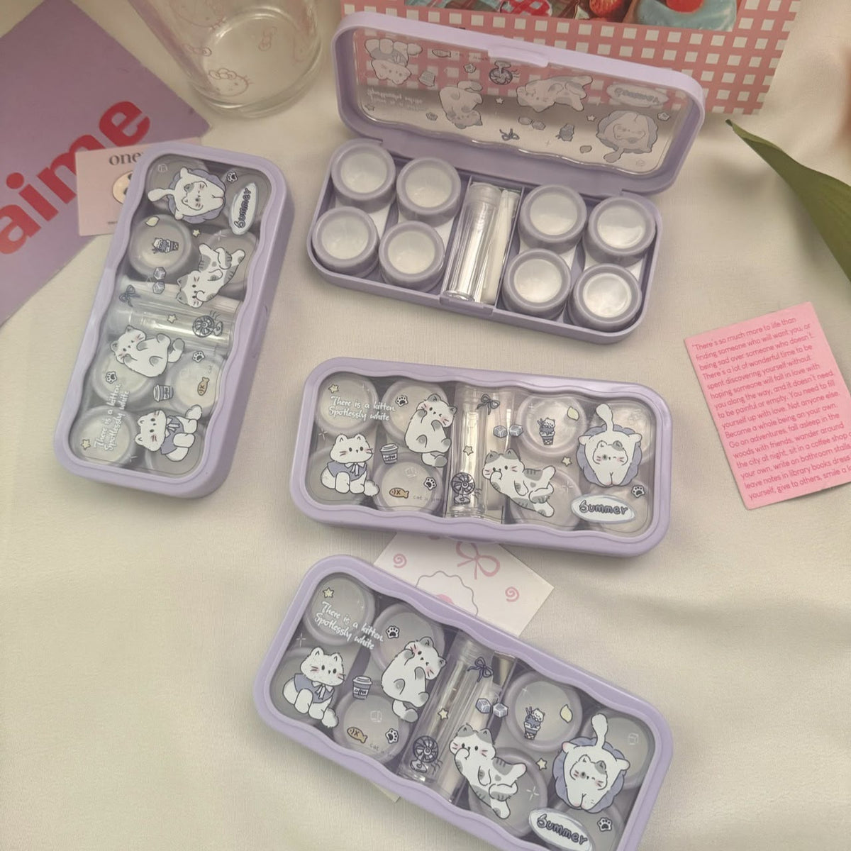 Lens Case Travel Kit - Sweet Kitty-Lens Case-UNIQSO Canada