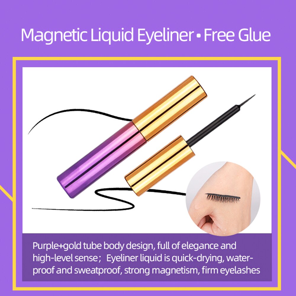 Natural Long Faux Mink Magnetic Eyelashes Full Kit Set (5 Pairs)-Magnetic Eyelash-UNIQSO