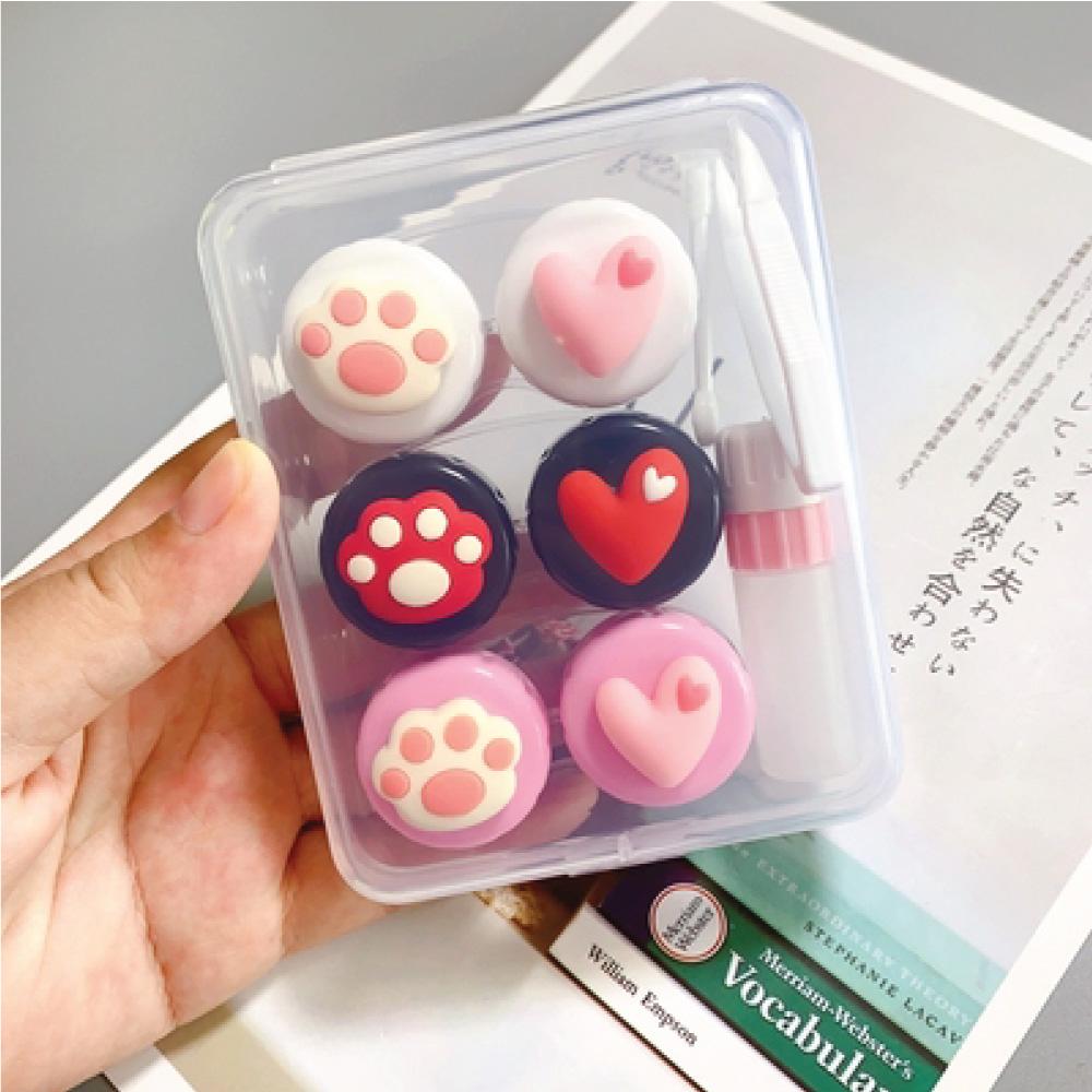 Cute Paw & Love Lens Case Travel Kit (3 Pairs)-Lens Case-UNIQSO Canada