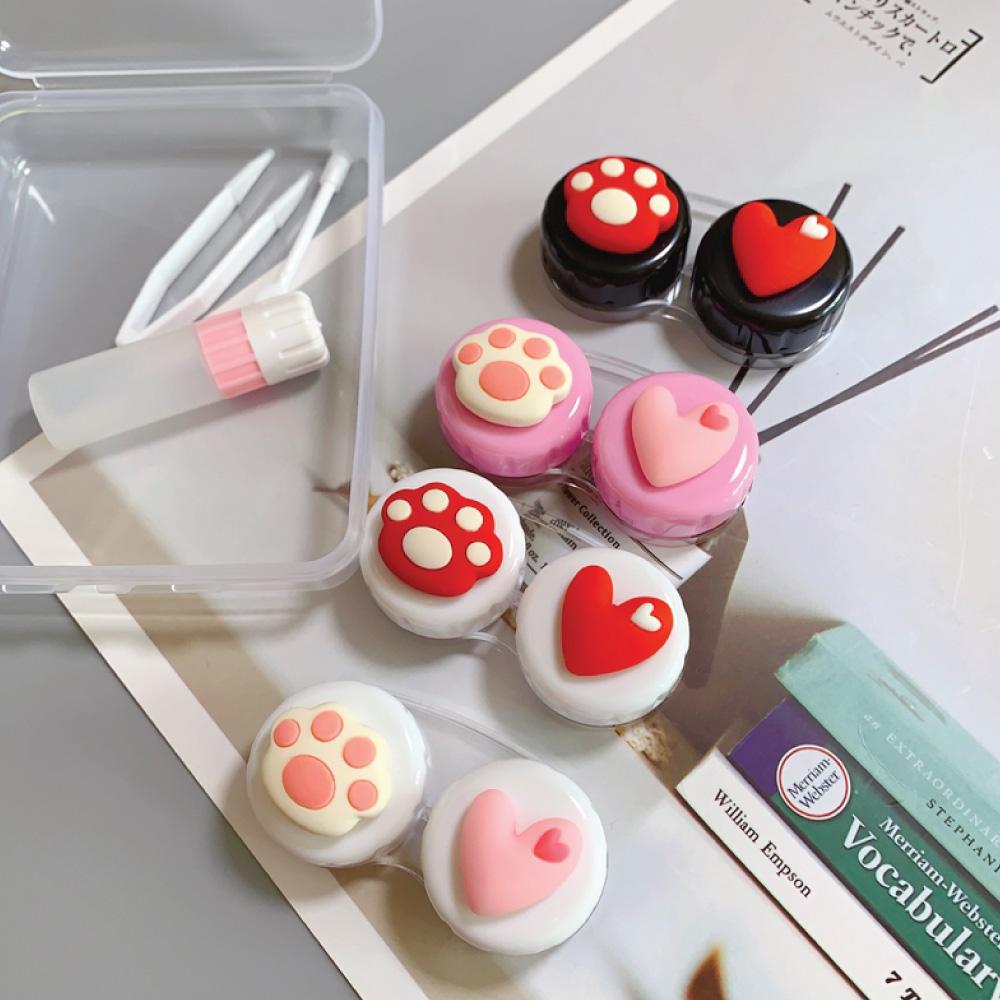 Cute Paw & Love Lens Case Travel Kit (3 Pairs)-Lens Case-UNIQSO Canada