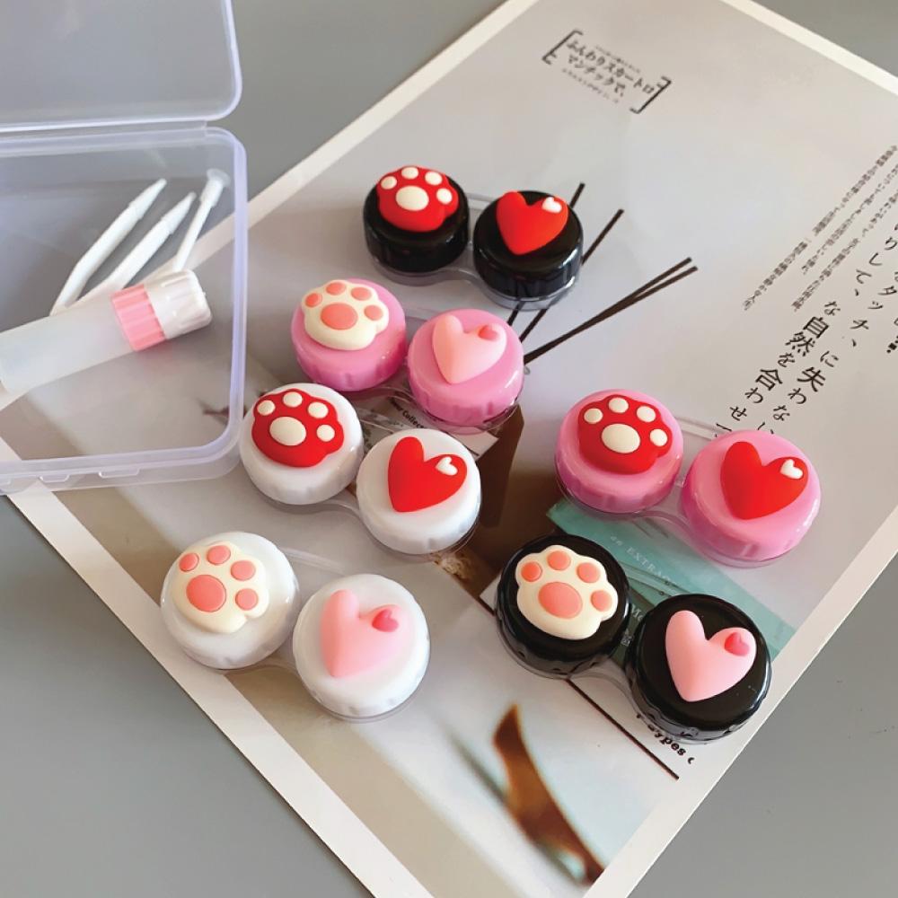 Cute Paw & Love Lens Case Travel Kit (3 Pairs)-Lens Case-UNIQSO Canada