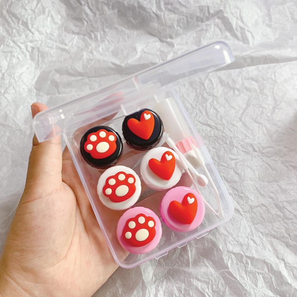 Cute Paw & Love Lens Case Travel Kit (3 Pairs)-Lens Case-UNIQSO Canada