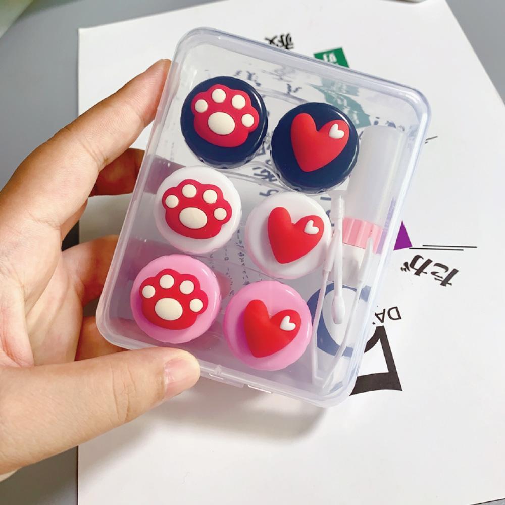 Cute Paw & Love Lens Case Travel Kit (3 Pairs)-Lens Case-UNIQSO Canada