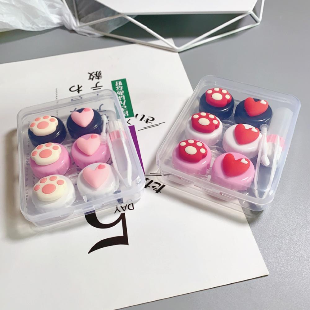 Cute Paw & Love Lens Case Travel Kit (3 Pairs)-Lens Case-UNIQSO Canada