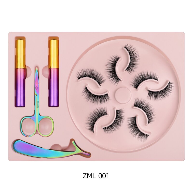 Natural Long Faux Mink Magnetic Eyelashes Full Kit Set (5 Pairs)-Magnetic Eyelash-UNIQSO Canada