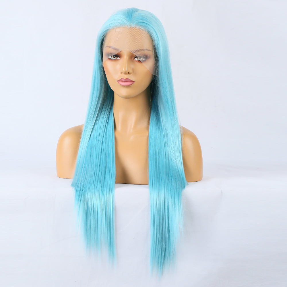 Plush Blue Front Lace Long Straight Hair-Lace Front Wig-UNIQSO Canada