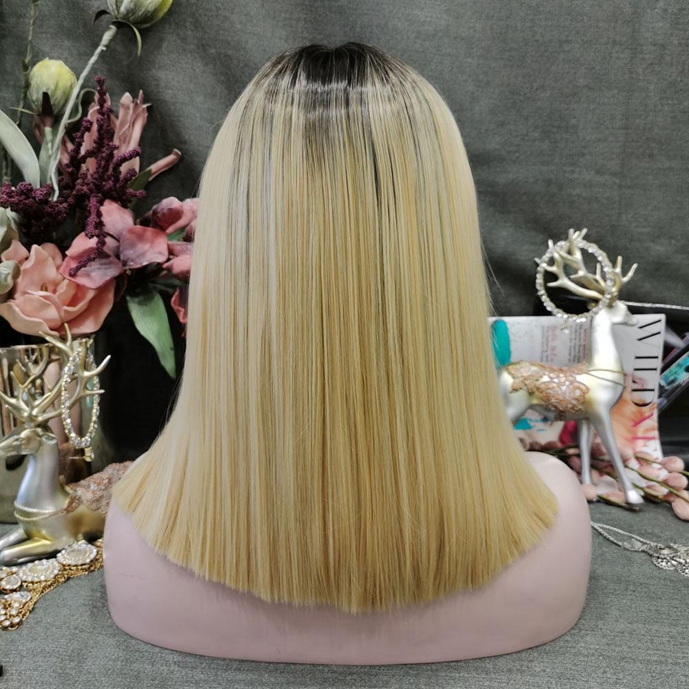 Premium Wig - Contrast Blonde Center Parting Lace Front Wig-Lace Front Wig-UNIQSO Canada