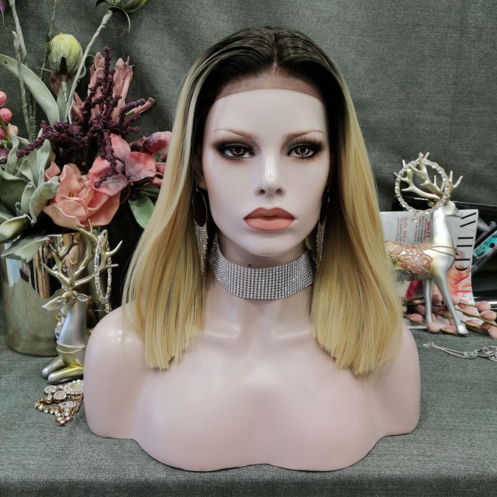 Premium Wig - Contrast Blonde Center Parting Lace Front Wig-Lace Front Wig-UNIQSO Canada