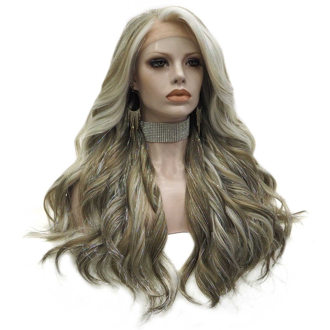 Premium Wig - Long Tinsel Grey Ombre Lace Front Wig-Lace Front Wig-UNIQSO Canada