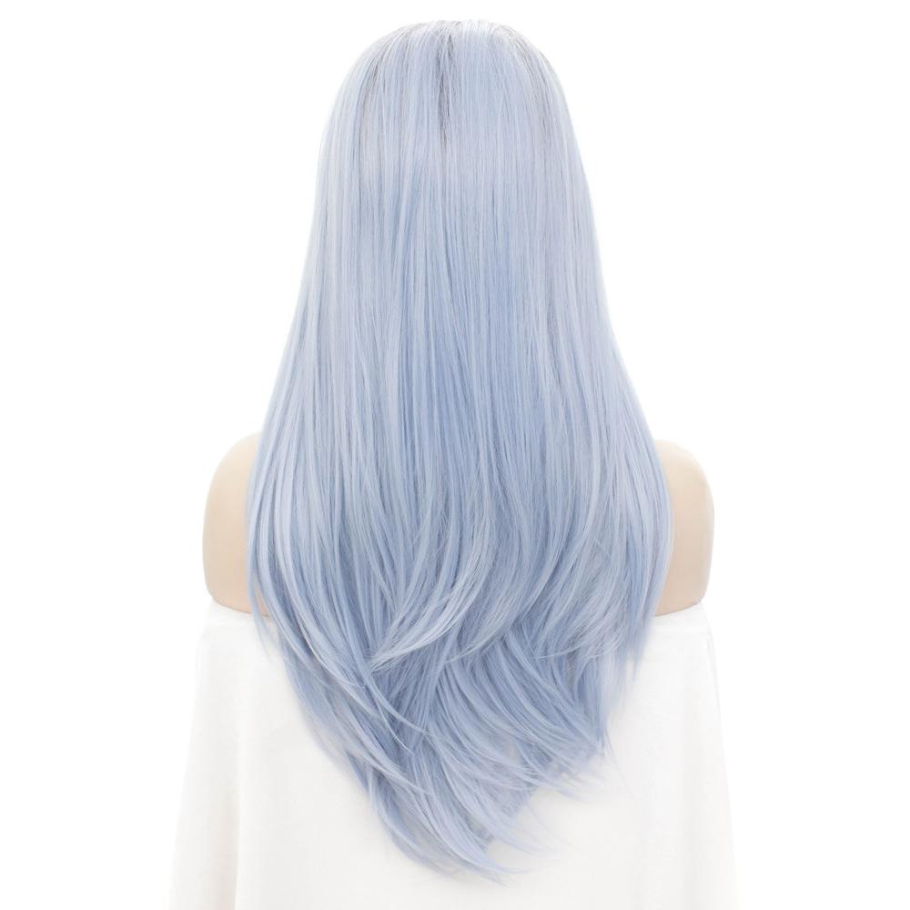 Premium Wig - Rooted Glacier Blue Long Straight Lace Front Wig-Lace Front Wig-UNIQSO Canada