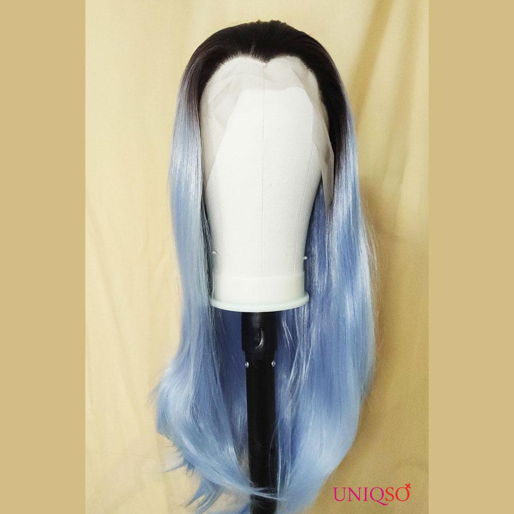 Premium Wig - Rooted Glacier Blue Long Straight Lace Front Wig-Lace Front Wig-UNIQSO Canada