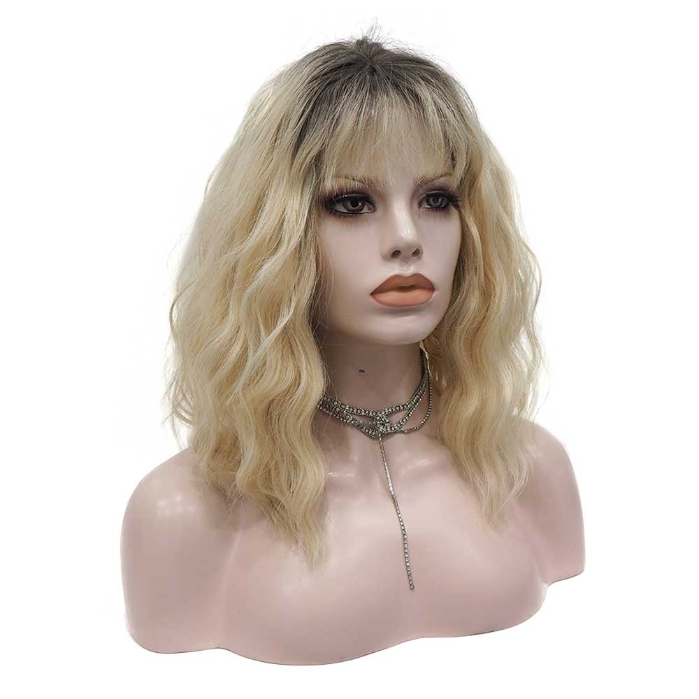 Premium Wig - Rooted Sunflower Fringe in Shoulder Length Wave Lace Front Wig-Lace Front Wig-UNIQSO Canada
