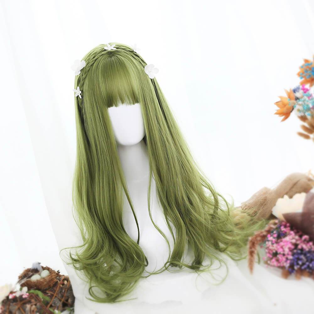 Sage Green Extra Long with Wavy Ends Lolita Wig-Lolita Wig-UNIQSO Canada