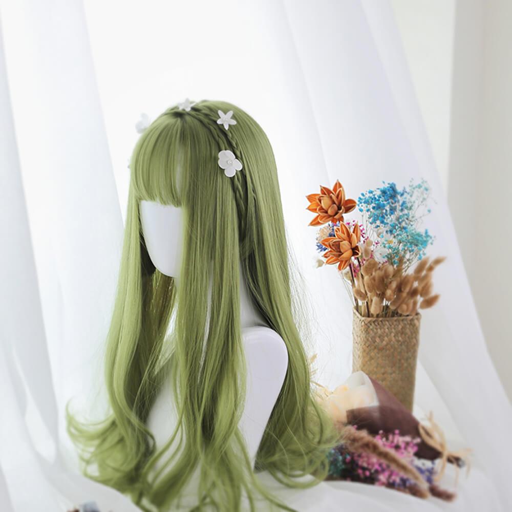 Sage Green Extra Long with Wavy Ends Lolita Wig-Lolita Wig-UNIQSO Canada